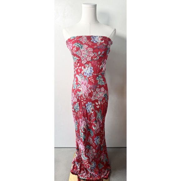 Vici Dresses & Skirts - Vici‎ Women's Red Floral Tropical Tie-Back Maxi Dress Sz S